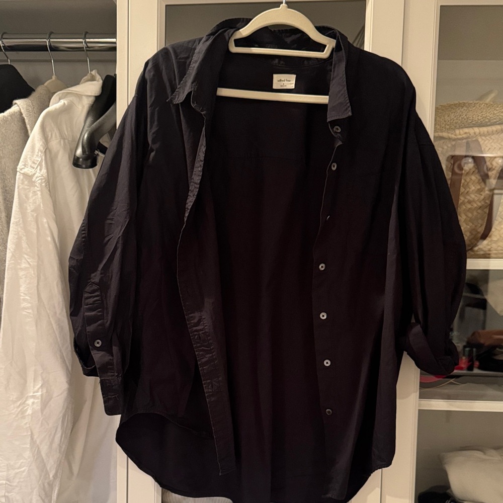 Wilfred Black Poplin Button-Up Shirt
